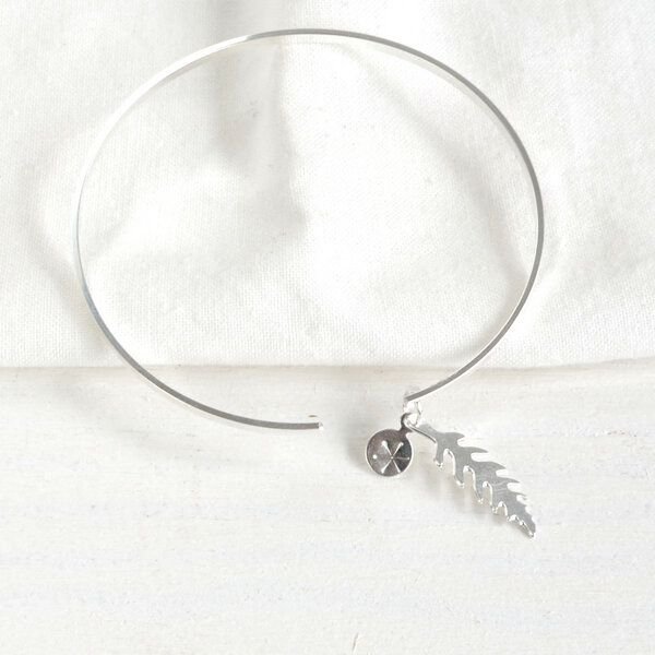 renna deluxe Edelfarn Armreif in Silber mit Farn-Blatt