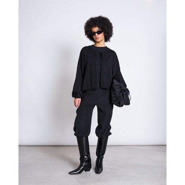 JAN N JUNE Oversized Strickjacke ZEA mit Bindeband GOTS