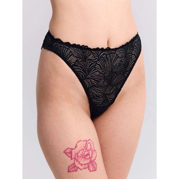 erlich textil Fluid Lace High Waist Brazil String mit Spitze, made in Europe