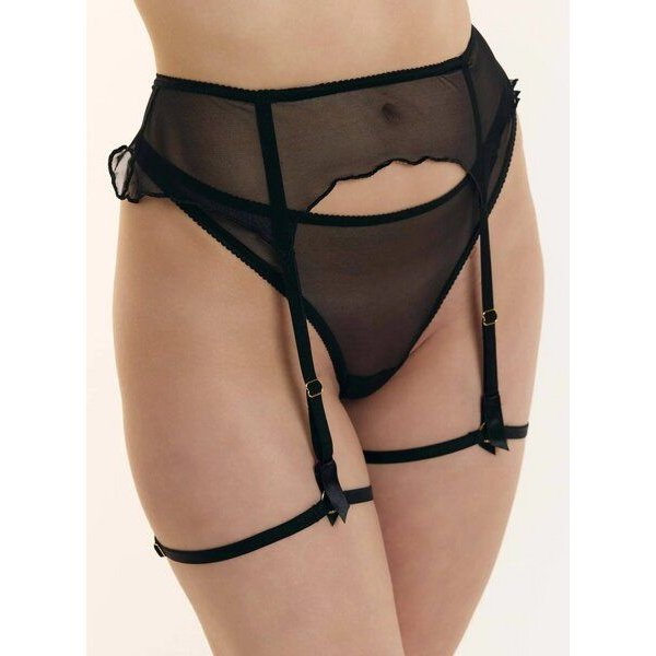 erlich textil Iconic Mesh Strumpfhalter mit Spitze, made in Europe