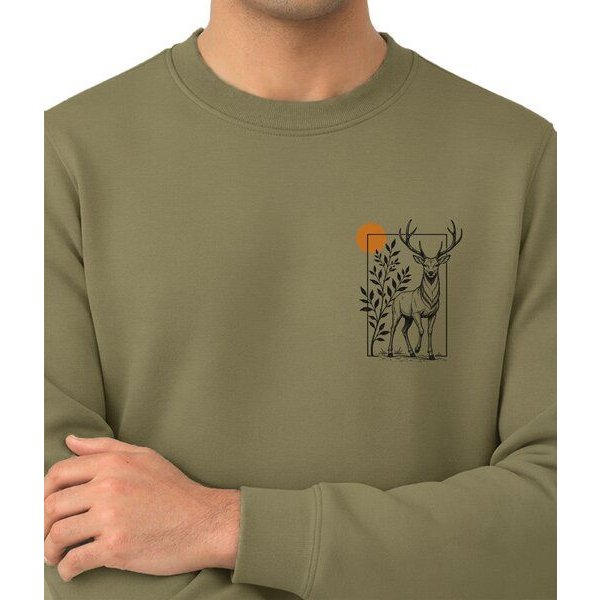Spreecult Eingerahmter Hirsch - Unisex Sweatshirt - Bio und Fair - Wald Natur Tiere Sonne