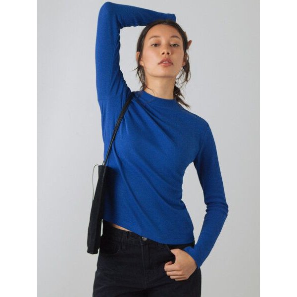 Honest Basics Damen Langarm Shirt mit Stehkragen aus Bio- und recycelter Baumwolle