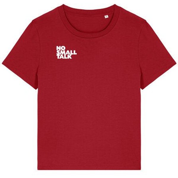 ilovemixtapes NO SMALL TALK Damen T-Shirt mit kleinem Brustprint und Rückendruck