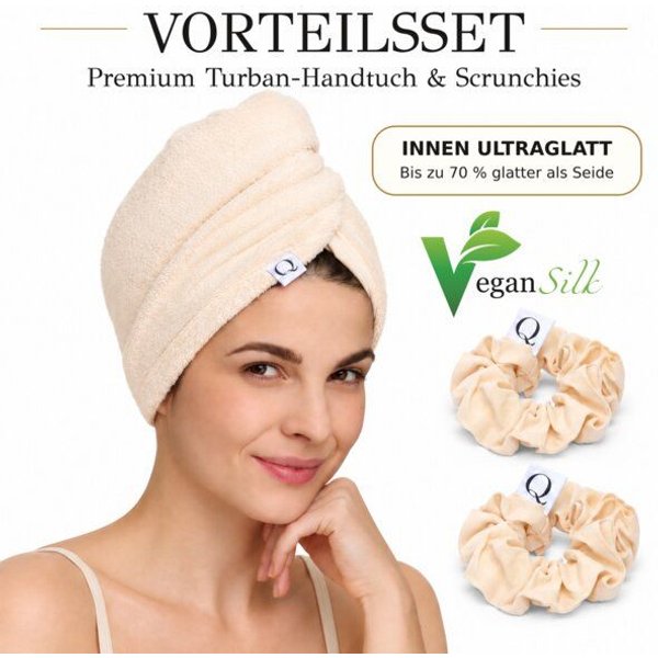QUPRO Premium Haarturban & Scrunchies – Vegan Silk
