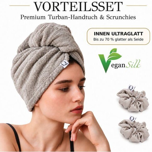 QUPRO Premium Haarturban & Scrunchies – Vegan Silk
