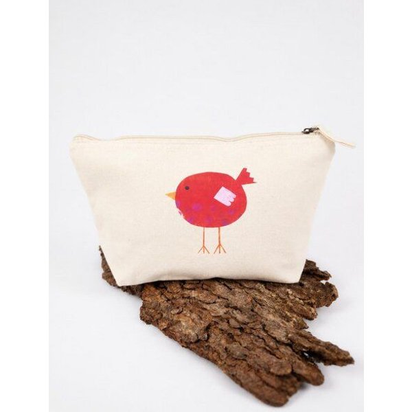 MELAdi Accessoire-Tasche aus Biobaumwolle - Größe M roter Vogel