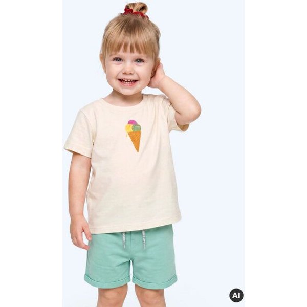 MELAdi Kinder Baby - Shirt aus Biobaumwolle - Eiscreme auf Natural Raw