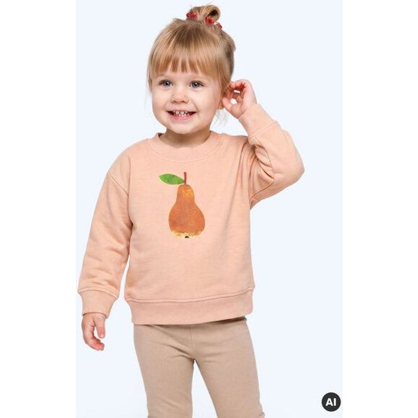 MELAdi Kinder Baby - Sweater aus Biobaumwolle - Birne auf Creme Latte