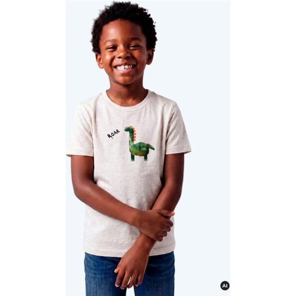 MELAdi Kinder Shirt aus Biobaumwolle - Dinosaurier auf Eco Heather