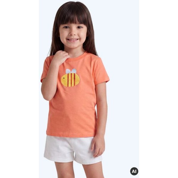MELAdi Kinder Shirt aus Biobaumwolle - Hummel auf Orange