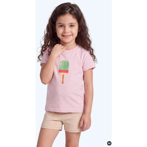 MELAdi Kinder Shirt aus Biobaumwolle - Eis am Stiel auf Pink