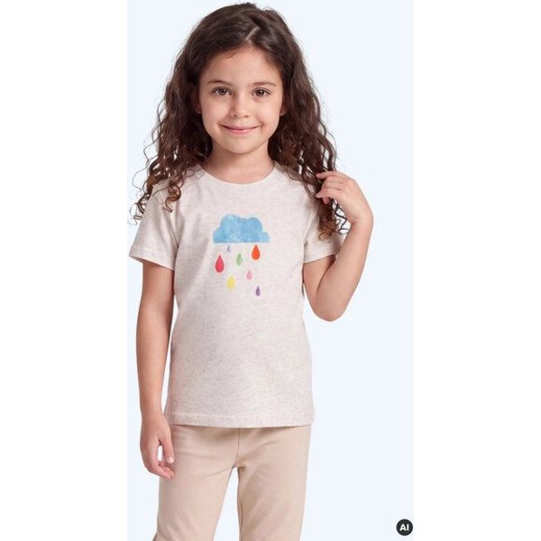 MELAdi Kinder Shirt aus Biobaumwolle - Regenwolke auf Eco Heather