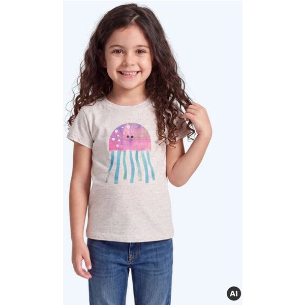MELAdi Kinder Shirt aus Biobaumwolle - Qualle auf Eco Heather