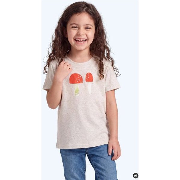 MELAdi Kinder Shirt aus Biobaumwolle - Pilze auf Natural Raw