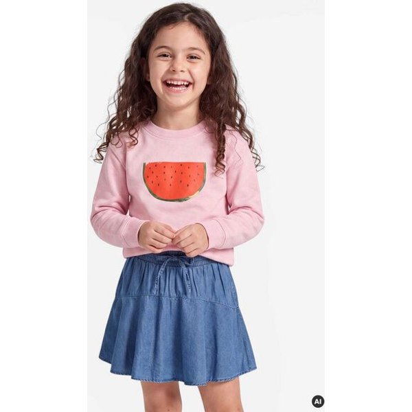 MELAdi Kinder Sweater aus Biobaumwolle - Melone auf Light Pink
