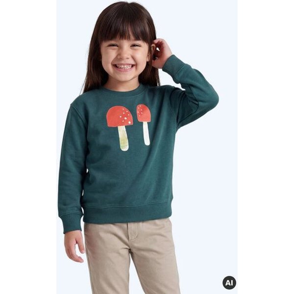 MELAdi Kinder Sweater aus Biobaumwolle - Plize auf Forrest Green