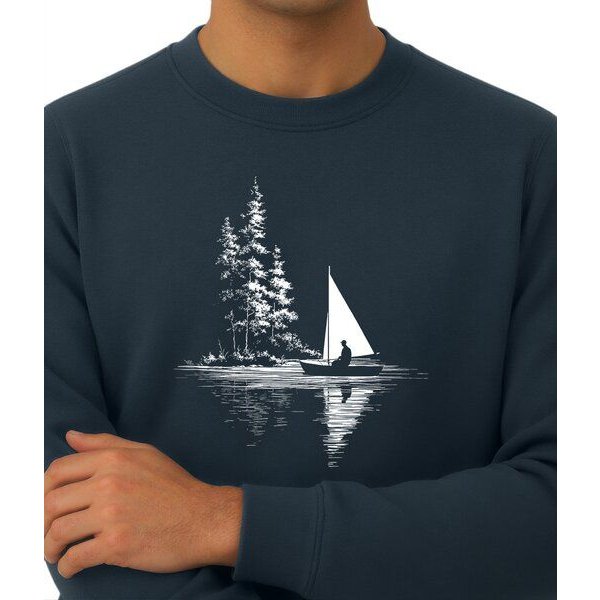 Spreecult Segelboot- Unisex Sweatshirt - Bio und Fair - Wald Natur Nacht