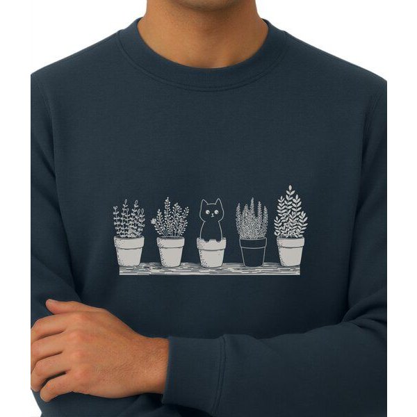 Spreecult Katze im Blumentopf - Unisex Sweatshirt - Bio und Fair