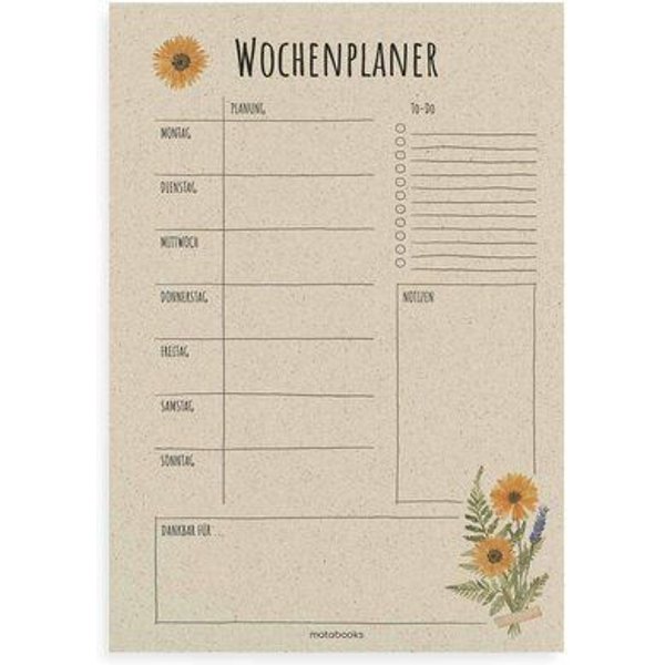 matabooks® Kalender undatiert A4 aus Graspapier – Wochenplaner
