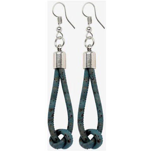 Kork-Deko Stylischer Ohrring in Blau-Denim
