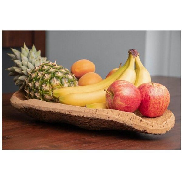 Kork-Deko Naturkork Obstschale handgefertigt | Fair & handgefertigt | 30x20cm | Veganes Wohnaccessoire