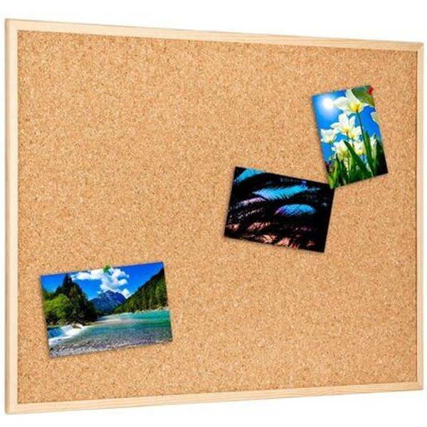 Kork-Deko XL Pinnwand Memoboard aus Kork mit Holzrahmen - 90x60cm