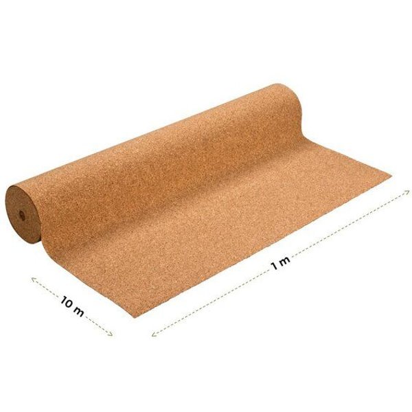 Kork-Deko 12,18 €/m²: Pinnwand aus Kork | verdichtet | 10m x 1m, 5 mm | Rollenkork