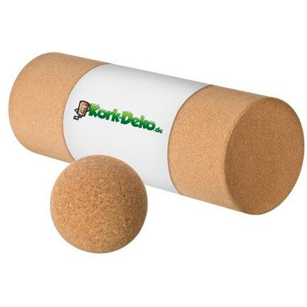 Kork-Deko Faszien Rollen Set | Massage- & Faszienrolle mit Faszien Ball aus Kork