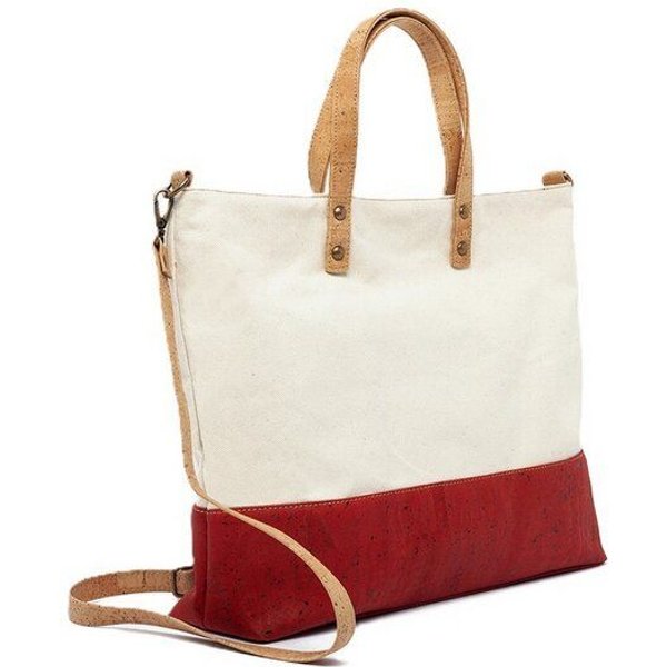 Kork-Deko Umhängetasche aus Korkstoff - rot-weiß - Handtasche aus Kork