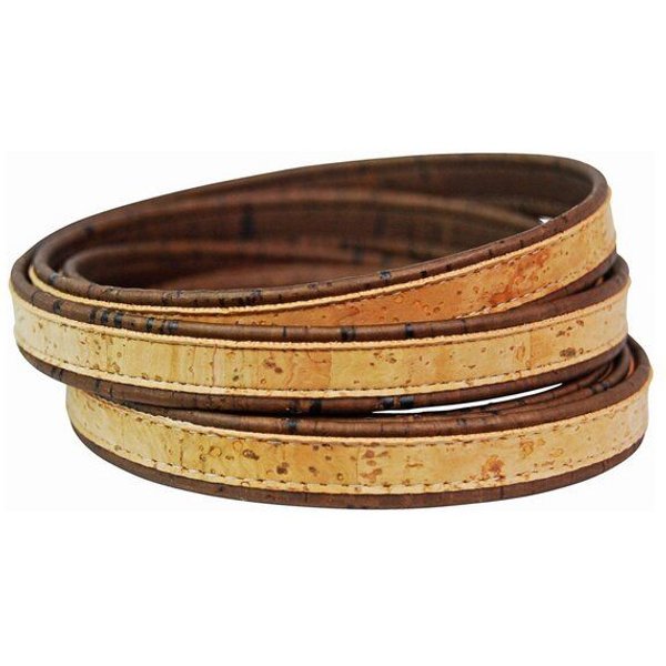 Kork-Deko Band aus Kork flach beige 14mm breit mit braunem Rand