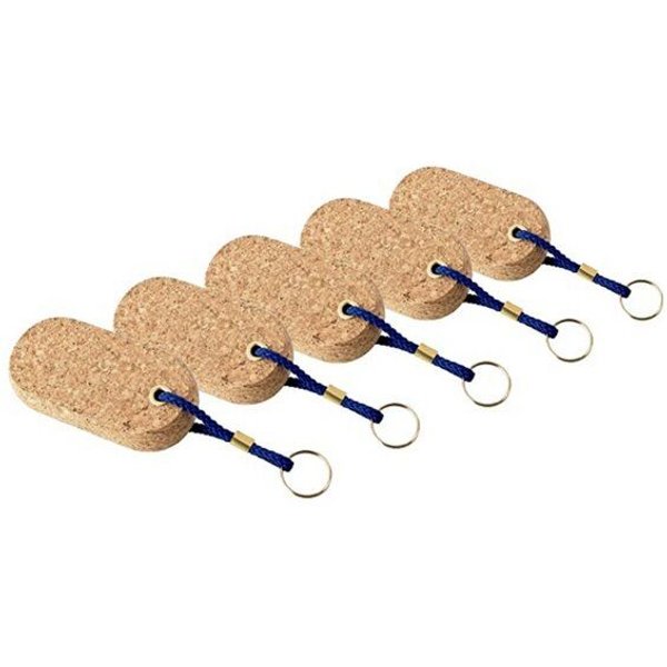 Kork-Deko 5 er Pack - Boots-Schlüsselanhänger „oval“ aus Kork (schwimmfähig)