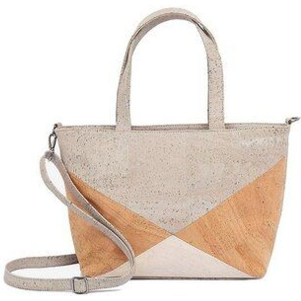 Kork-Deko Großer Kork-Shopper grau/beige/weiß – vegan, geräumig & handgefertigt