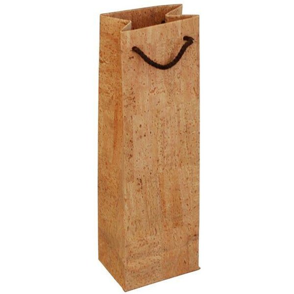 Kork-Deko Geschenkverpackung aus Kork für Weinflaschen | Edler Flaschenbeutel aus Korkpapier