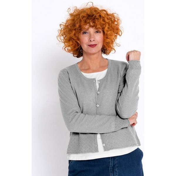 Heidekönigin Strickjacke mit Ajourkante - GOTS