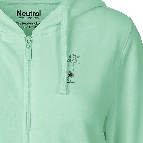 HANDGEDRUCKT "Kosmokind" Frauen Zip Hoody Neutral
