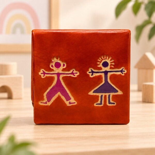 Janselo Harmony Kinder-Spardose aus Shanti-Leder in Orange
