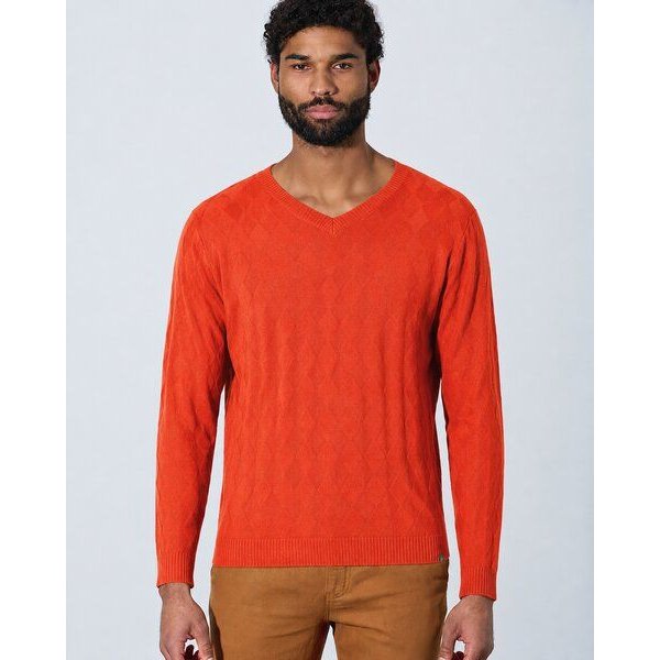 HempAge Pullover aus Hanf und Bio-Baumwolle mit Rautenmuster