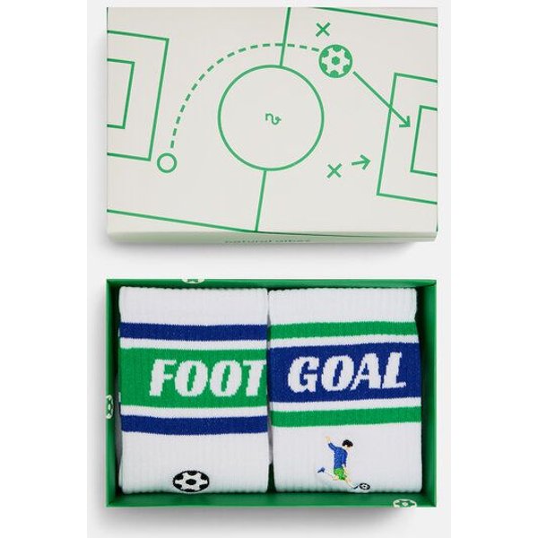 Natural Vibes 2-Pack Football | Bio GOTS | Geschenkset Fußball | Bestickte Tennissocken | Herren Damen Socken |
