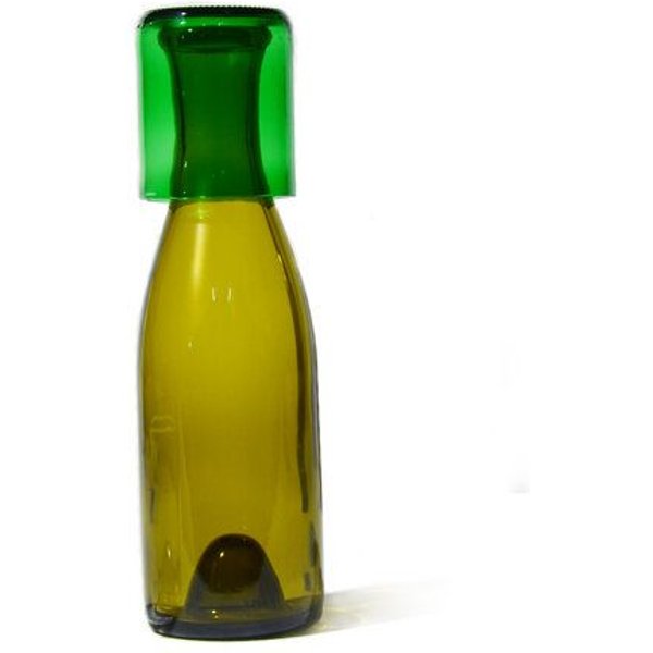 SAMESAME Upcycling Glaskaraffe aus Burgunderflasche mit Becher (0,75l)