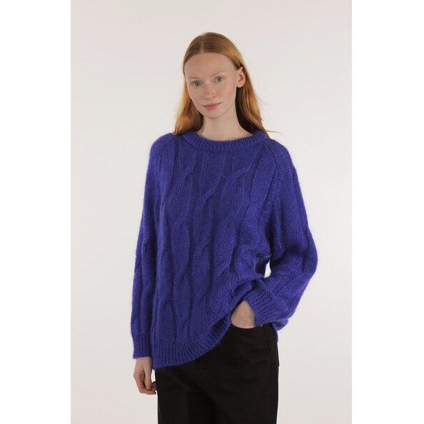 Les Racines Du Ciel Mohair Zopfmuster-Pullover Modell: Iroise