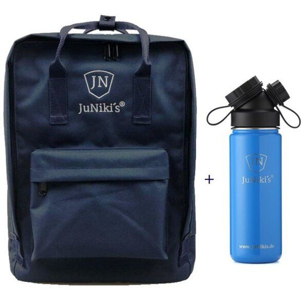 JN JuNiki's Promotion-Set: JuNiki´s Rucksack + Trinkflasche 550ml Türkis/Weiß/Blau
