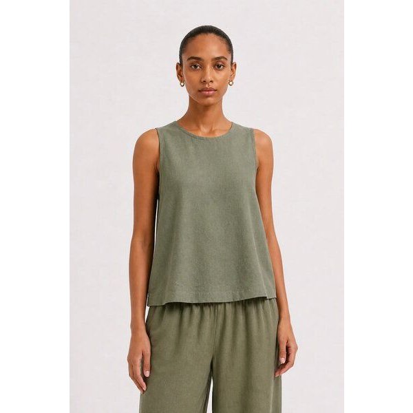 Movesgood Boxy Tencel-Leinen-Tank Top Modell: Nory