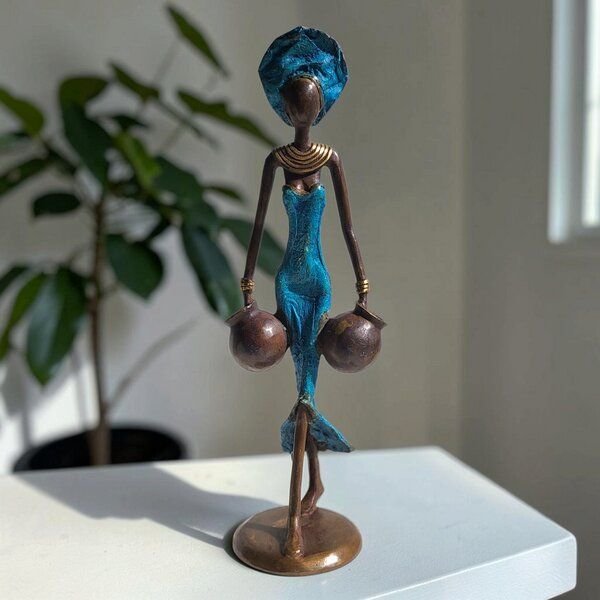 Moogoo Creative Africa Bronze-Skulptur "Frau mit zwei Amphoren" by Soré | verschiedene Farben und Größen