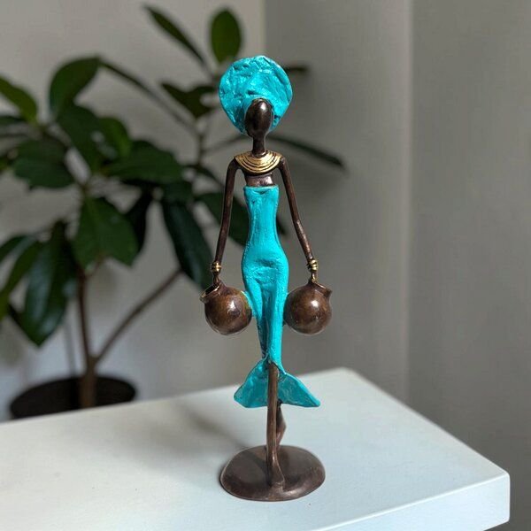 Moogoo Creative Africa Bronze-Skulptur "Frau mit zwei Amphoren" by Soré | verschiedene Farben und Größen