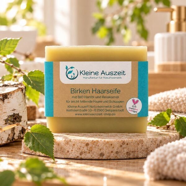 Kleine Auszeit Manufaktur Birken Haarseife – bei feinem, leicht fettenden Haaren und Schuppen