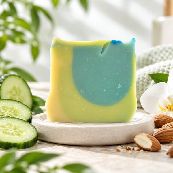 Kleine Auszeit Manufaktur Gurke Mandelmilch Seife - vegan, palmölfrei und plastikfrei