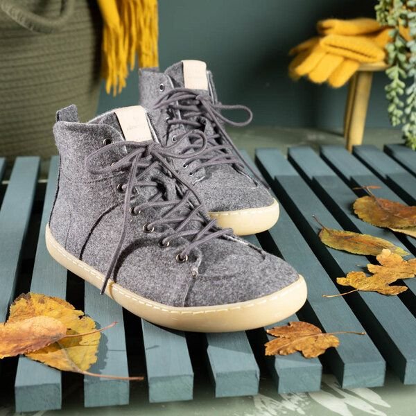 nahtur-design Knöchelhohe Barfußschuhe | Bioleinen & Loden | Unisex für Herbst & Winter
