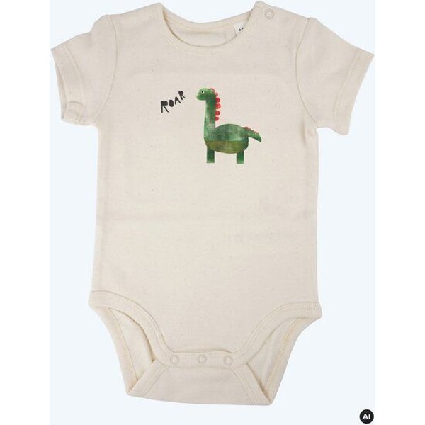 MELAdi Kinder Baby-Body aus Biobaumwolle - Dino auf Natural Raw