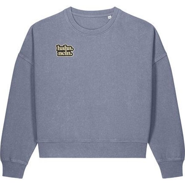 ilovemixtapes haha. nein. – Damen Sweater in Washed Blue Grey