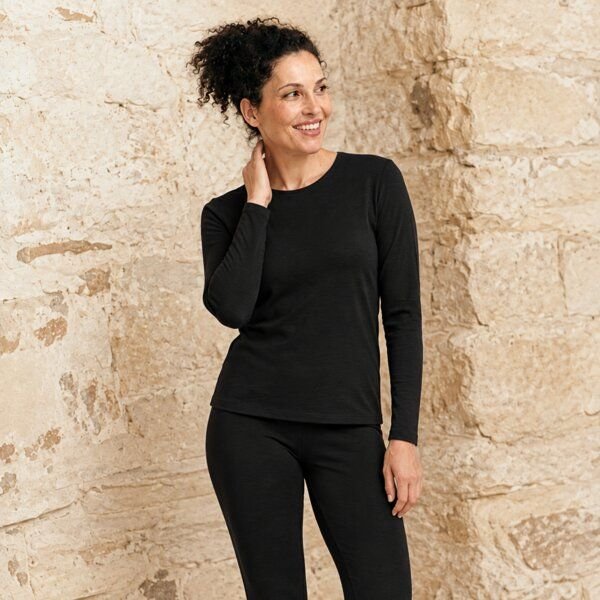 Kokon Zwo Rundhalsshirt mit Langarm 50% Wolle (kbT), 50% TENCEL